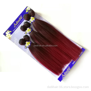 Adorable Synthetic hair Weave Straight Yaki 6pcs hair Extensions 10"-14", full head in package cheap synthetic hair extension